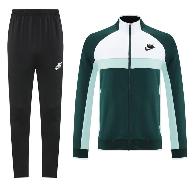 2025 Nike Green/White Full Hoodie Zipper Jacket +Long Pants