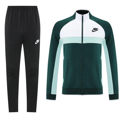 2025 Nike Green/White Full Hoodie Zipper Jacket +Long Pants