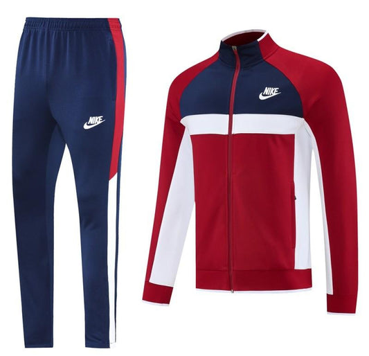 2025 Nike Navy/Red Full Hoodie Zipper Jacket +Long Pants
