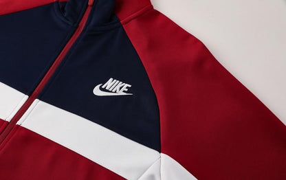 2025 Nike Navy/Red Full Hoodie Zipper Jacket +Long Pants
