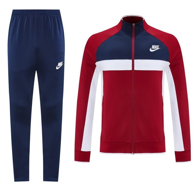 2025 Nike Navy/Red Full Hoodie Zipper Jacket +Long Pants