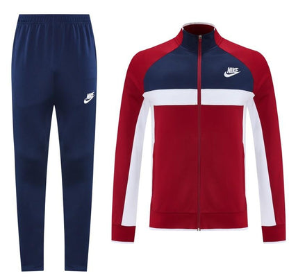 2025 Nike Navy/Red Full Hoodie Zipper Jacket +Long Pants