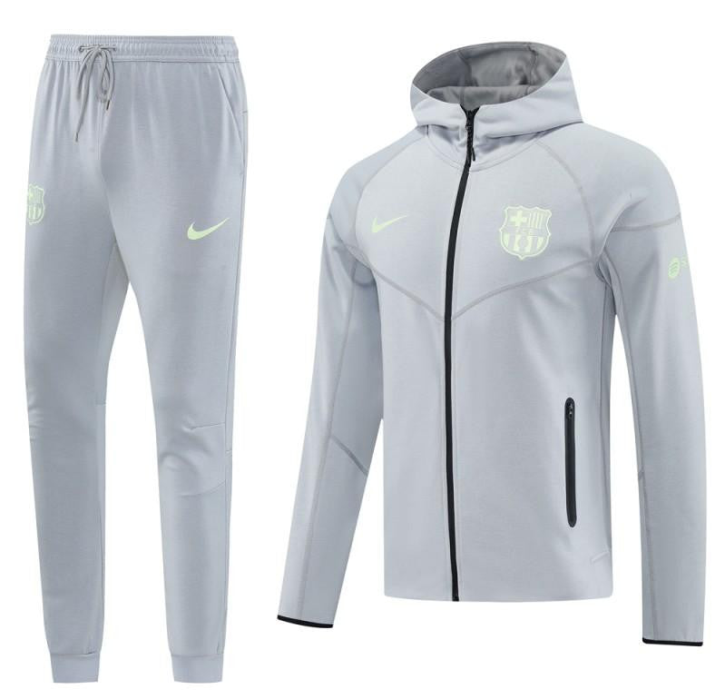25/26 Barcelona Grey Full Zipper Hoodie Jacket +Long Pants