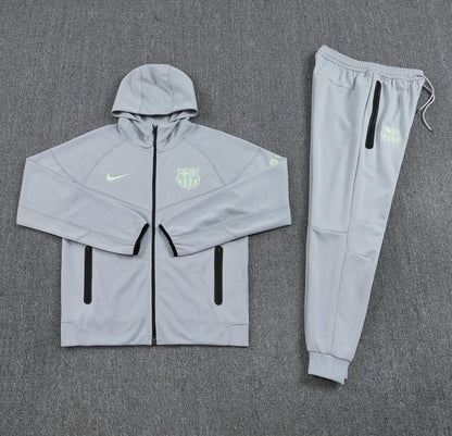25/26 Barcelona Grey Full Zipper Hoodie Jacket +Long Pants