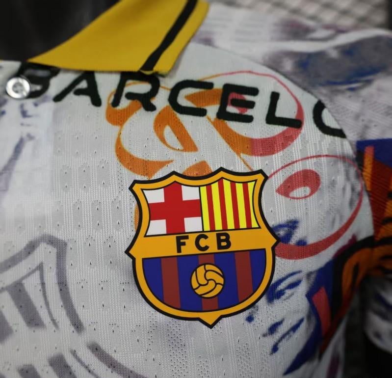 Player Version 25/26 Barcelona White with Graffiti Art Pattern Jersey