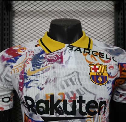 Player Version 25/26 Barcelona White with Graffiti Art Pattern Jersey