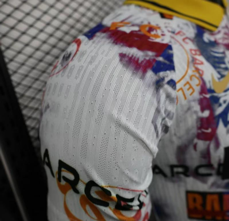 Player Version 25/26 Barcelona White with Graffiti Art Pattern Jersey