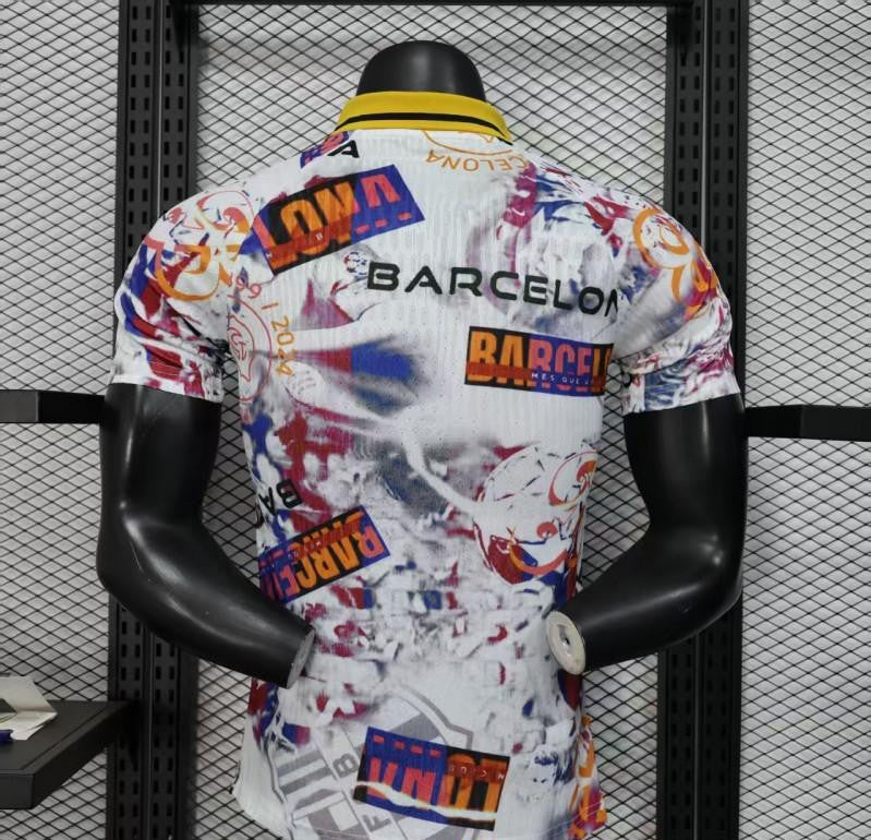 Player Version 25/26 Barcelona White with Graffiti Art Pattern Jersey