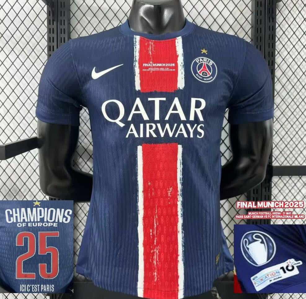 Play Version 1 Star 24/25 PSG Home Jersey With Final Match Champion Jersey