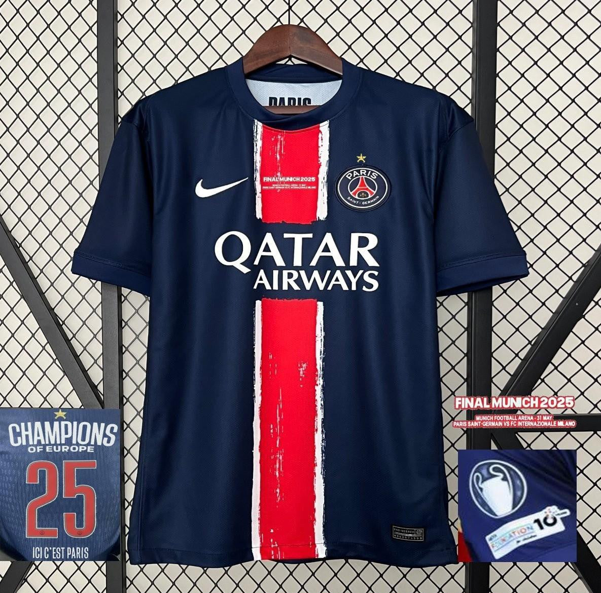 1 Star 24/25 PSG Home Jersey With Final Match Champion Jersey