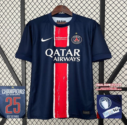 1 Star 24/25 PSG Home Jersey With Final Match Champion Jersey
