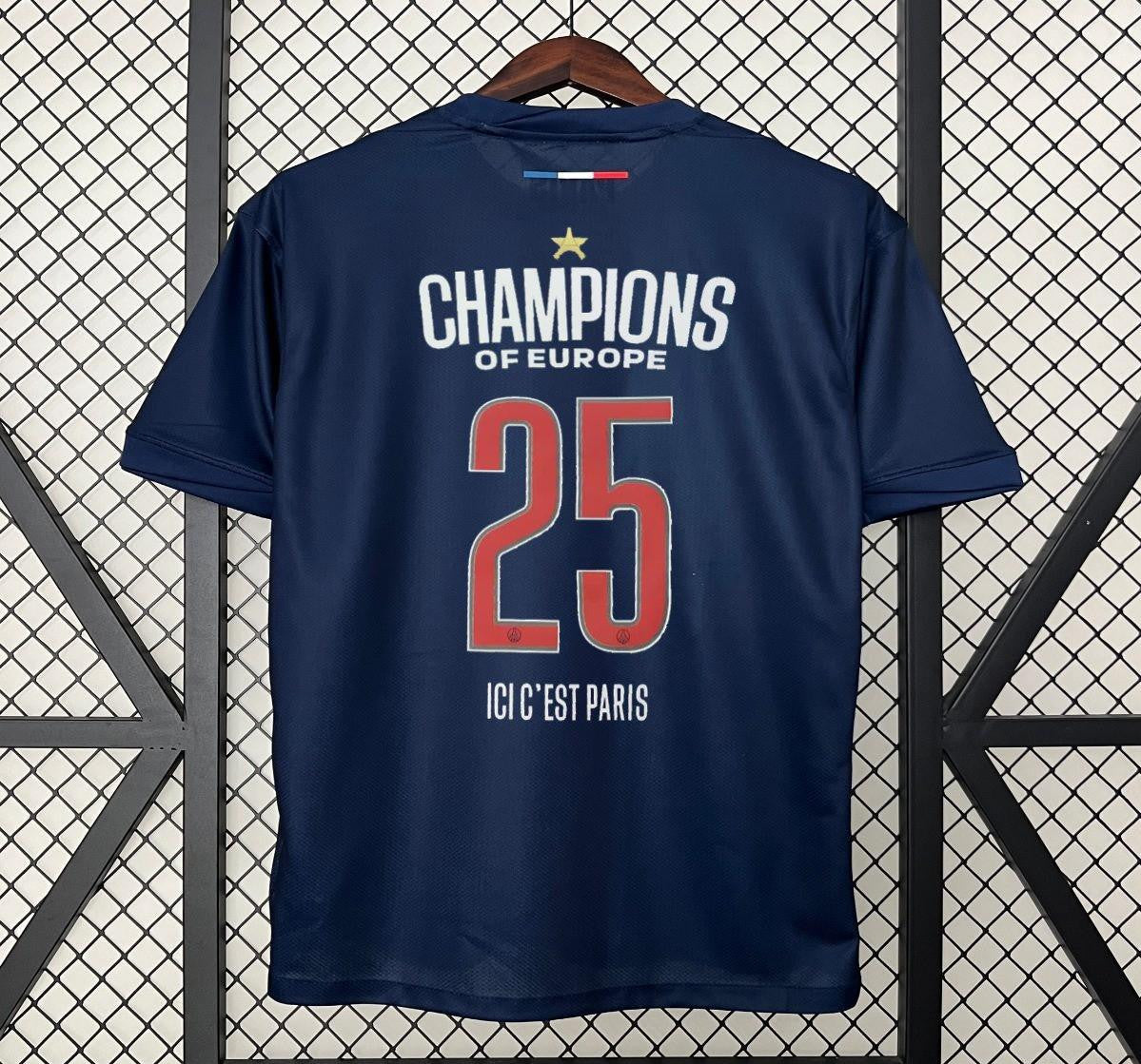 1 Star 24/25 PSG Home Jersey With Final Match Champion Jersey