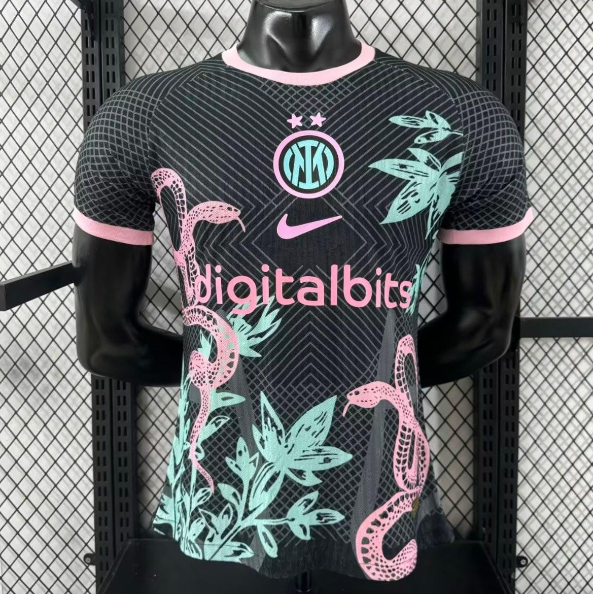Player Version 25/26 Inter Milan Black with Snake and Floral Pattern Jersey