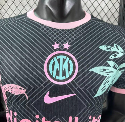 Player Version 25/26 Inter Milan Black with Snake and Floral Pattern Jersey